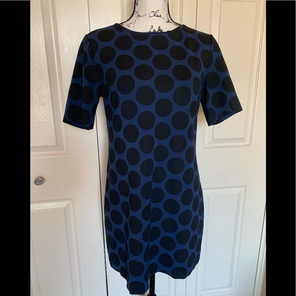 Gap blue w/black polka dots shift dress